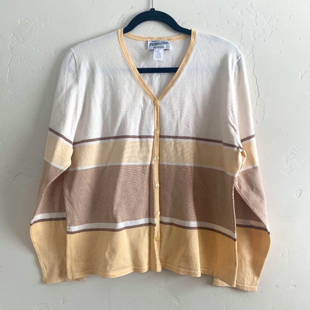 Pendleton Silk Blend Long Sleeve Button Front Car… - image 1